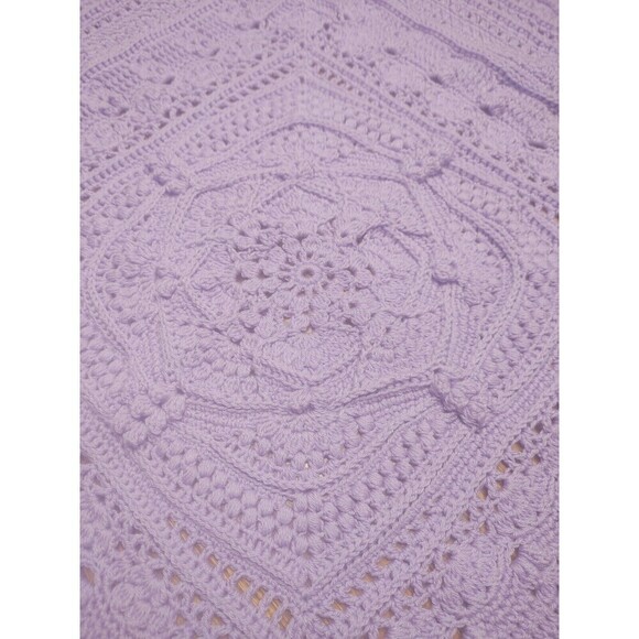 Hooked on Sunshine "For..." Lavender Purple Acrylic Blend Baby Blanket~43.5" - Picture 6 of 12